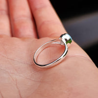 Solid 925 Sterling Silver & Natural Larimar Pear Ring