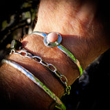Solid 925 Sterling Silver & Natural Pink Opal Cuff Bracelet