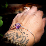 Solid 925 Sterling Silver & Raw Natural Amethyst Chain Bracelet