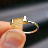 (Q) Solid 925 Sterling Silver & Natural Raw Imperial Topaz Handmade Ring