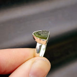 (T) Solid 925 Sterling Silver & Natural Raw Moldavite Handmade Irregular Ring