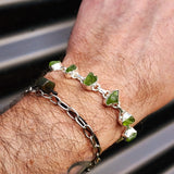 Solid 925 Sterling Silver & Natural Raw Peridot Handmade Chain Bracelet