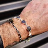 Solid 925 Sterling Silver & Natural Raw Tanzanite Handmade Chain Bracelet