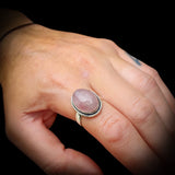 Solid 925 Sterling Silver & Natural Rose Quartz Rustic Handmade Ring
