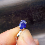 925 Sterling Silver & Natural Sapphire Handmade Clawed Oval Pendant Necklace