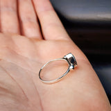 Solid 925 Sterling Silver & Natural Turquoise 3 Setting Pear Ring