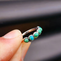 (M) Solid 925 Sterling Silver & Natural Turquoise 6x Setting Band Ring