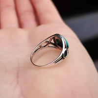 Solid 925 Sterling Silver & Natural Turquoise Celtic Knot Ring