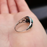 Solid 925 Sterling Silver & Natural Turquoise Celtic Knot Ring