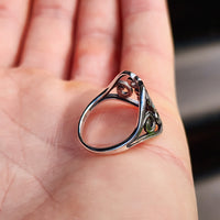 Solid 925 Sterling Silver & Natural Turquoise Cross Koru Heart Ring