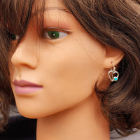 Solid 925 Sterling Silver & Natural Turquoise Heart Hook Earrings