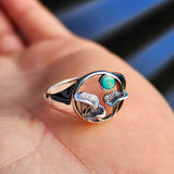 Solid 925 Sterling Silver & Natural Turquoise Mushroom Ring
