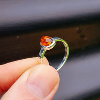 Solid 925 Sterling Silver & Natural Amber Oval Signet Ring