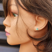 Solid 925 Sterling Silver & Paua Triangle Stud Earrings