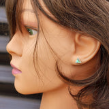 Solid 925 Sterling Silver & Paua Triangle Stud Earrings