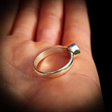 Solid 925 Sterling Silver & Natural Peridot Round Solitaire Ring