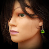 925 Sterling Silver & Natural Peridot Handmade Trillion Cut Hook Earrings