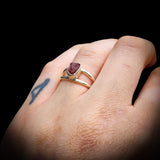 (Q) Solid 925 Sterling Silver & Natural Raw Pink Tourmaline Handmade Ring