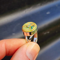 Solid 925 Sterling Silver & Monarch Opal Round Solitaire Ring