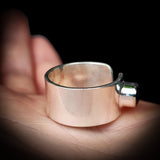 Solid 925 Sterling Silver & Blue Sapphire Handmade Wide Band Ring