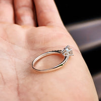 (O) Solid 925 Sterling Silver & 7mm Simulated Diamond Signet Ring