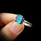 (T) Solid Sterling Silver & Natural Sky Blue Topaz Handmade Signet Ring