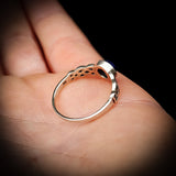 (Q) Solid 925 Oxidized Sterling Silver & Natural Sodalite Celtic Band Ring