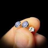 Natural Tanzanite & Solid 925 Sterling Silver Round Stud Earrings