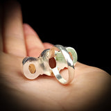 (Q) Solid 925 Sterling Silver & Natural Two Tone Citrine Stone Handmade Ring