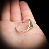 (Q) Solid 925 Sterling Silver & Natural Turquoise Peace Ring