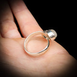Adjustable Handmade Solid 925 Sterling Silver, Natural Aquamarine & Moonstone Double Stone Ring