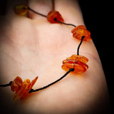 Polished Cognac Baltic Amber 3x Setting Knotted Bracelet