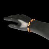 Polished Cherry Baltic Amber & Pine Wood Elastic Bracelet