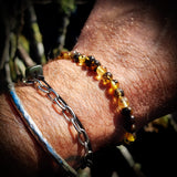 Natural Polished Green Baltic Amber Elastic Bracelet