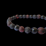 Raw Cherry Amber, Lava & Obsidian Stone Elastic bracelet