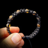 Raw Green Baltic Amber Macrame Bracelet