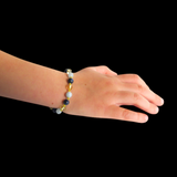 Amber Teething Bracelet / Anklet - Polished Lemon, Lapis Lazuli, Aquamarine