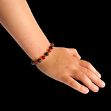 Amber Teething Bracelet  / Anklet - Polished Cognac Amber & Black Obsidian Stone