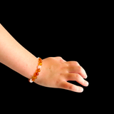 Amber Teething Bracelet / Anklet - Polished Honey & White Quartz
