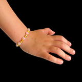 Amber Teething Bracelet / Anklet - Polished Lemon Amber & Rose Quartz