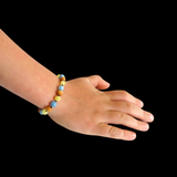 Amber Teething Bracelet / Anklet - Raw Butter, Pine Wood & Aquamarine