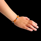 Amber Teething Bracelet / Anklet - Raw Honey Amber & Blue Turquoise Stone