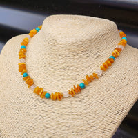Amber Teething Necklace - Butter Chip, Turquoise, White Quartz