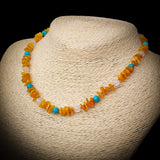 Amber Teething Necklace - Butter Chip, Turquoise, White Quartz