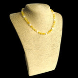 Amber Teething Necklace - Raw Lemon & White Quartz