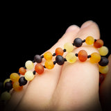 Amber & Greenstone Teething Necklace - Mixed Raw Amber One Off Necklace