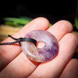 30mm Natural Amethyst Donut Pendant Necklace