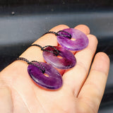 30mm Natural Amethyst Donut Pendant Necklace