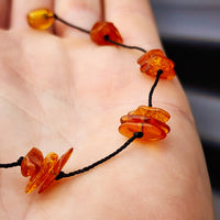 Polished Cognac Baltic Amber 3x Setting Knotted Bracelet