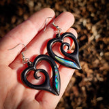 Koru Heart Black Bone Carving Earrings
